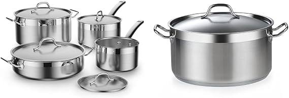 Cooks Standard 8-Piece Stainless Steel Kitchen Cookware Set with 9 Quart Stockpot and Casserole
