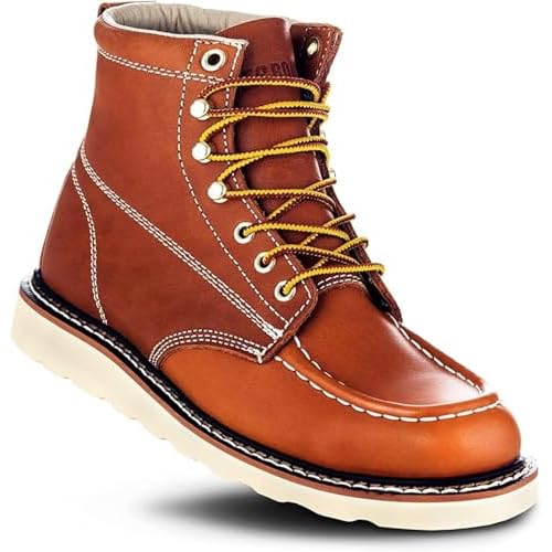 EverBoots Mens Work Boots for Men, Leather EverFit Lightweight Comfort Boot, Anti Slip & Shock Absorption, Soft Oil Grain, Goodyear Welt, Industrial Construction, Roofing, Electrician
