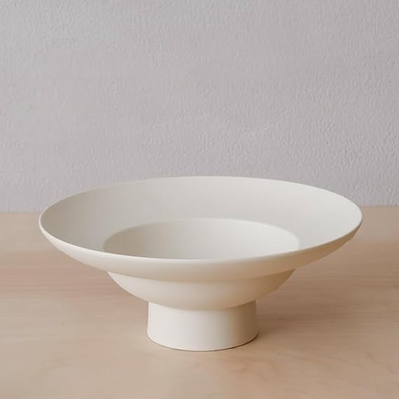 WENSHUO Deep Soup Plate, Angled Rim Pasta Bowl, High-foot Salad Bowl with Wide Rimmed, 15 oz (Creme)