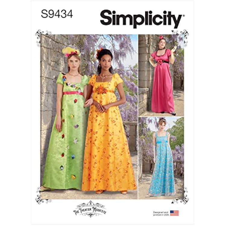 Simplicity Sewing Pattern S9434 AA Misses and Womens Regency Era Style Dresses, Size 10-18