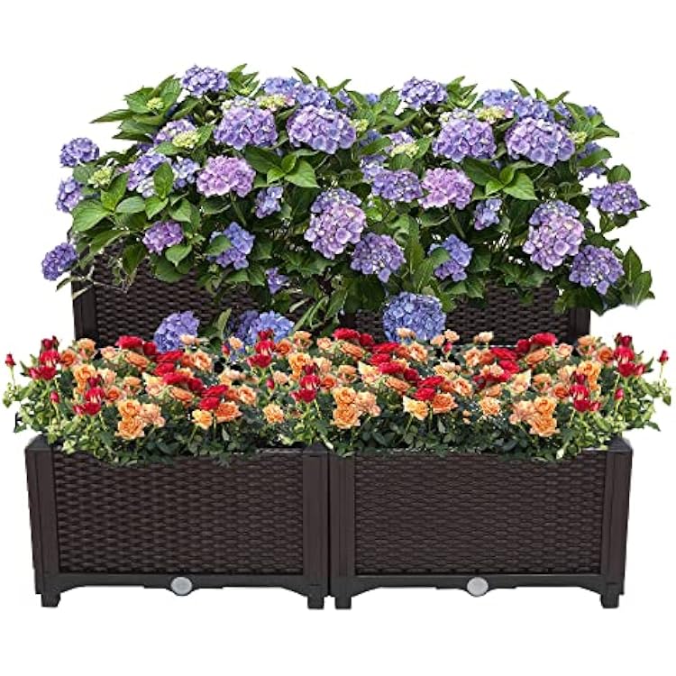 Planting Box Brown - Free Splicing Raised Garden Bed for Vegetables, Outdoor Planter Box for Gardening Pots & Accessories