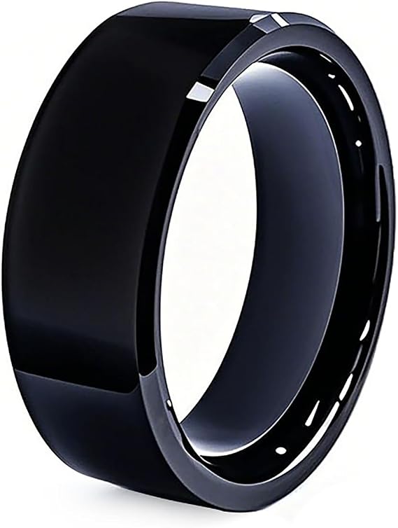 RFID Rewritable Ring Dual Frequency Black, US#9 | Ceramic Smart Finger Ring, 125KHz T5577&13.56MHz CUID Ring, One Ring Clone Access Key Cards, Wear for Men or Women