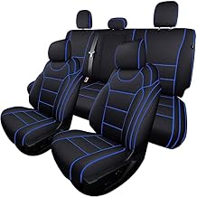 Coverado Car Seat Cover Full Set with Waterproof Neoprene, F150 Seat Covers for Trucks, Seat Protector Compatible with 2015-2025 Ford F150 Crew Cab & 2017-2025 F250 F350 F450, Black & Blue