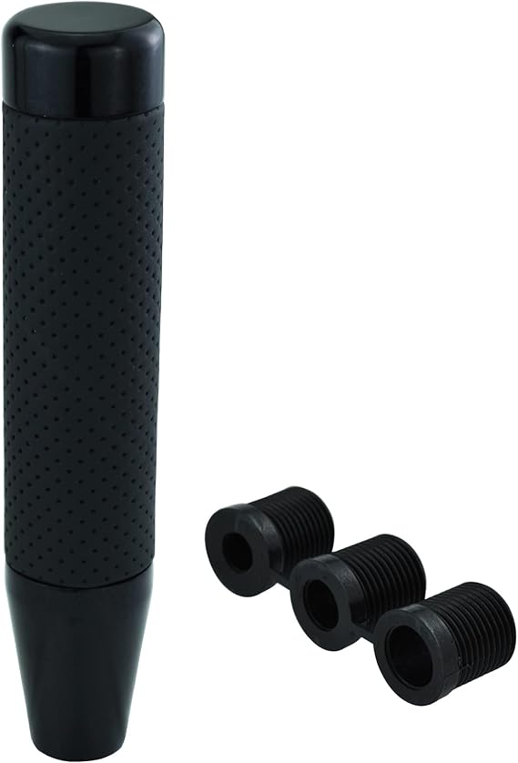 Black Shift Knob Leather Shifter Gear Knob Long Shift Lever Knob for Most Manual Automatic Vehicles