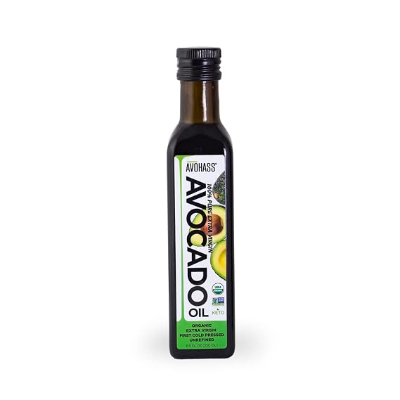 Avohass Organic Extra Virgin Avocado Oil, 8.5 oz, Cold Pressed, Unrefined