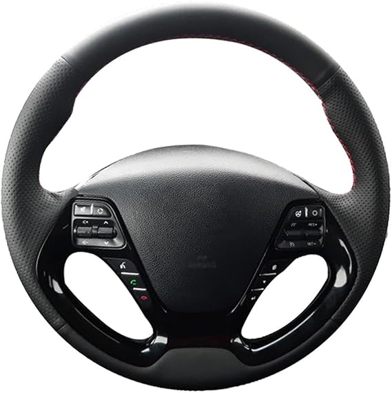 Fit for Kia Cerato 2013-2017, Hand Sewn Steering Wheel Cover, Black car Steering Wheel Covers, Steering Wheel Accessories, Leather