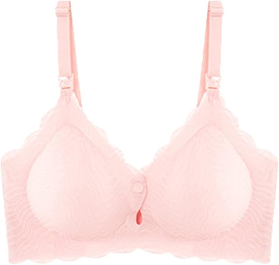 Women’s Lace Breast-Feeding Bra with Open Buttons and No Rims - Comfortable, Supportive, and Stylish (Pink-1PC,M)