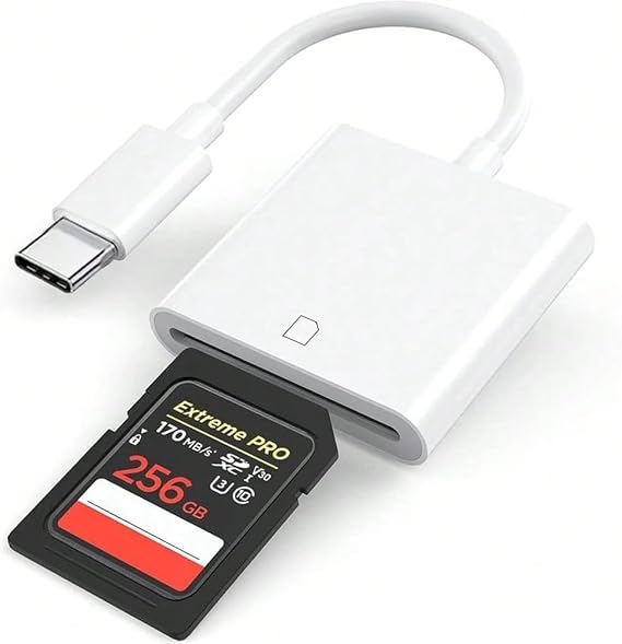 USB C SD Card Reader, USB 3.0 Memory Card Adapter, White