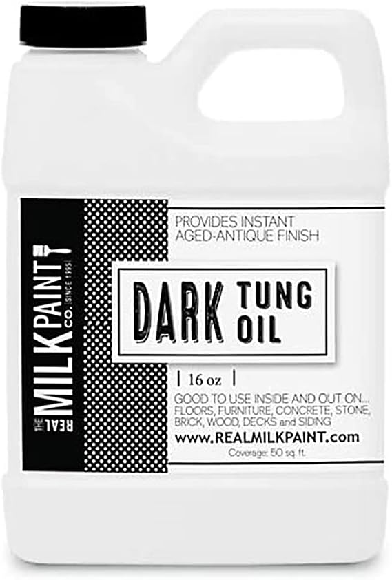 Real Milk Paint, Dark Tung Oil for Wood Finishing, Cutting Boards, Outdoor Furniture, Butcher Blocks, Wood Flooring, Food Grade, Waterproof, 16 oz