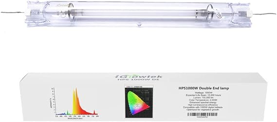1000W Double Ended HPS Grow Light Bulb,High PAR Enhanced Red and Orange Spectrums CCT 2000K, Ultra Bright 155000 Lumens,1000W High Pressure Sodium Grow Lamp,1000 Watt DE HID Grow Bulb