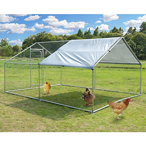 Outdoor Metal Chicken Coop & Hen Run - Walk-in Poultry Habitat, Waterproof & Anti-UV, 13.2 L 9.84 W 1.26 Diameter