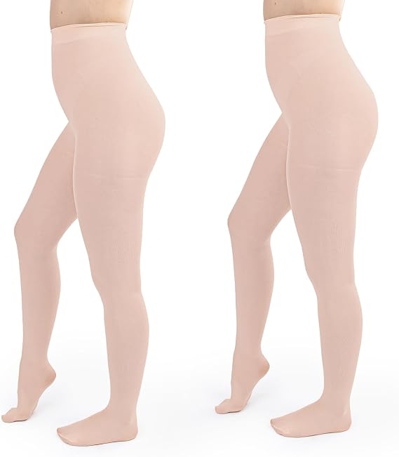Silky Toes Women's 60D Soft Opaque Tights 1 or 2 Pairs -Black White And Colored Stockings for Women (Ballet Pink, A)