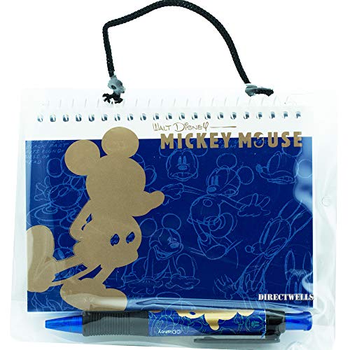 Disney Mickey Mouse Gold Blue Autograph Book with Retractable Pen
