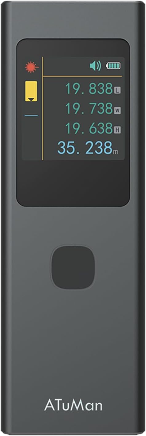 ATuMan 3 in 1 Laser Distance Meter with Visual Aligning Beam, Pythagorean, Area, Volume Angle Measure, 19 Measurement Modes and Automatic Calculation, Color Display, 131 Feet, iF Design Award 2024