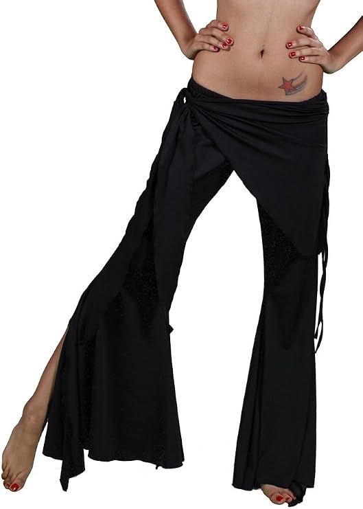 Belly Dance Spandex Yoga Pants | Pera Pants (Extra Large, Black)
