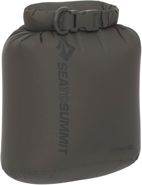 Sea to Summit - Lightweight Dry Bag XS 3L - waterproof storage - Roll closure - Recycled fabric - Attachment & D-ring - Hiking & Paddling - 17 x 13.3 x 21.3cm - Beluga Grey - 45g