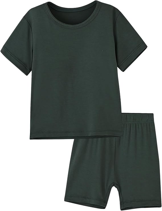ACESTAR Baby Boys Girls Short Summer Pajamas Sets Viscose from Bamboo Toddler Solid 2pcs Snug Fit Pjs Kids Sleepwear Set