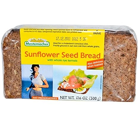Mestemacher, Sunflower Seed Bread with Whole Rye Kernels, 17.6 oz (500 g)(pack of 3)