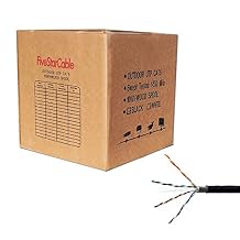 Five Star Cable Cat6 Outdoor 1000 Ft. 23AWG Double Jackets Direct Burial Underground Weather Waterproof UTP Ethernet Router Bulk Cable - Black