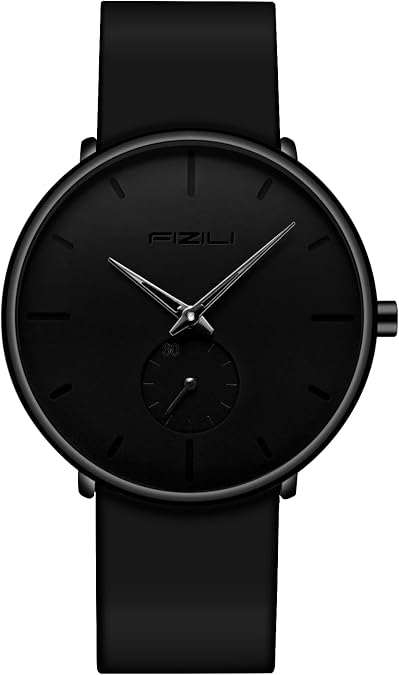 Men's Watch Ultra-Thin Minimalist Waterproof-Fashion Watch for Men or Women with Silicone Band Wrist Watches