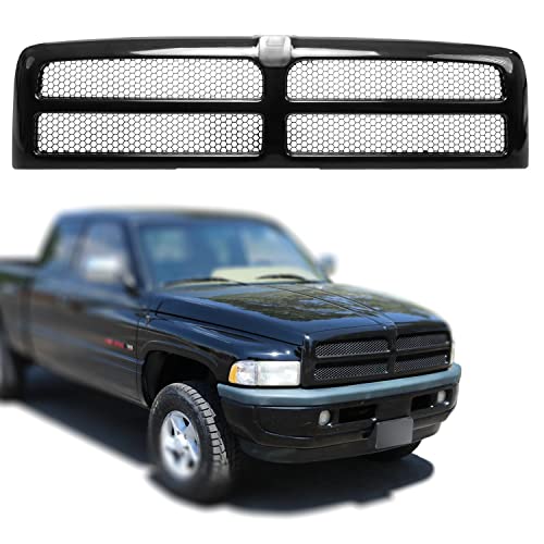 CarPartsDepot Black Frame Honeycomb Mesh Style Front Upper Grille Grill Fit For 1994-2002 Dodge Ram 1500 2500 3500 Pickup Truck, CH1200188 5EZ51RX8