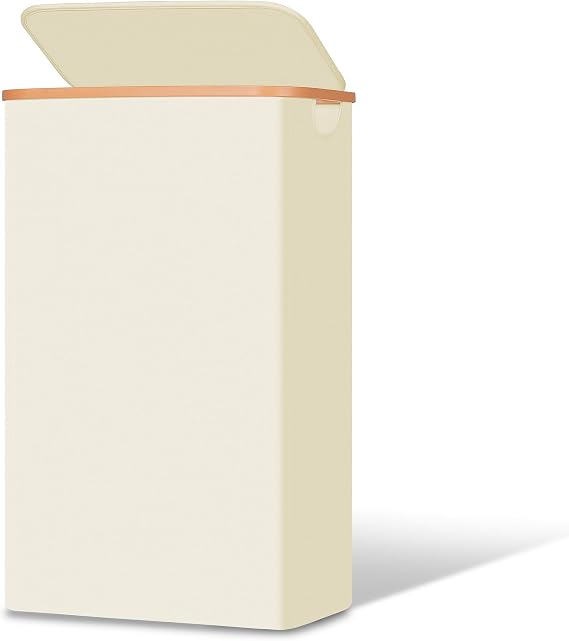 Vincona Slim Laundry Basket with Lid, Narrow Dirty Clothes Hampers for Laundry with Handle, Skinny Laundry Bin for Laundry Room, Dorm, Bedroom and Bathroom, 19.8 Gallon (75L) Beige