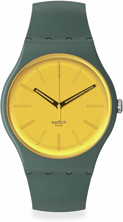 Swatch New Gent Biosourced Unisex Watch Casual Polymer Green Quartz Waterproof Gold in The Garden