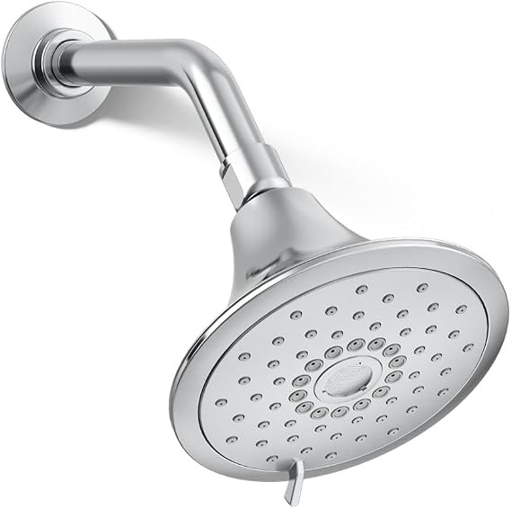 KOHLER 22169-CP Forte Three-function showerhead, 2.5 GPM, Corrosion Resistant, Full Coverage, Pulsating Massage, Silk Spray, Polished Chrome