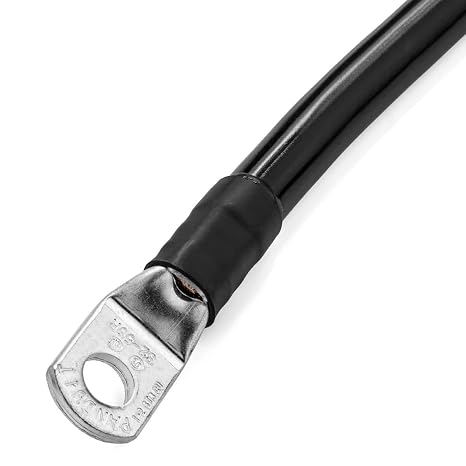 Spartan Power Black 9 inch 1/0 AWG Battery Cable 3/8" M10 Made in USA