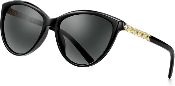 EYEGUARD Trendy Cat Eye Sunglasses for Women UV Protection Rhinestone Design Vintage Sunnies Sunglasses