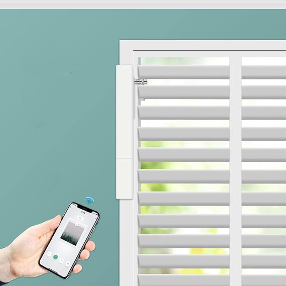 Blindsmart Plantation Shutters Motor, Smart Electric Motor Automatic Opener for Plantation Shutters for Interior Windows Shutters (Bluetooth Version, with Solar Panel)
