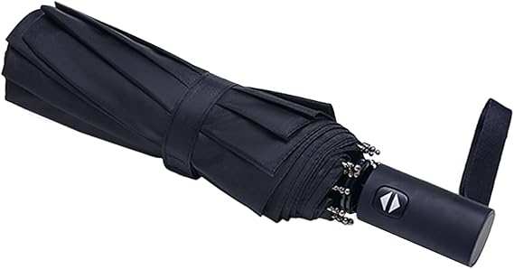 NPCQUN Travel Essentials Umbrella Windproof Compact Folding Light Auto Strong Portable Windproof Rain Folding Umbrella Small Size, Black, 8 Ribs & 42 INCH, Compact