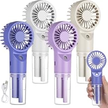 VIHOSE 4 Pcs Portable Misting Fan Rechargeable Battery Operated Handheld Mini Spray Water Mist Fan 4 Speed Small Cooling Hand Fans for Travel Outdoors Makeup Camping Home Office, 4 Colors