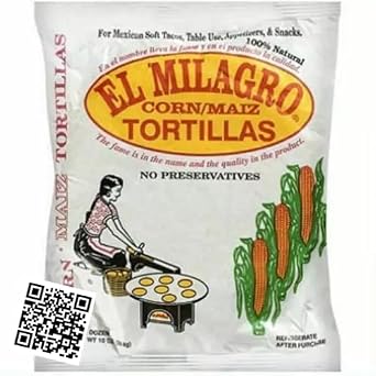 El Milagro Corn Tortillas, Paper Package, Ventasbox -6 Packs of 10 oz, with Bonus EZ-Reorder QR Code Magnet