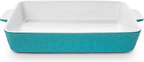 4 QT Baking Dish Deep Nonstick Dish Oven Safe, 9 x 13in, Aquamarine | Casserole Dishes for Oven, Porcelain Baking Pan with Handles, Nonstick Rectangular Ceramic Casserole Dish for Baking, Lasagna