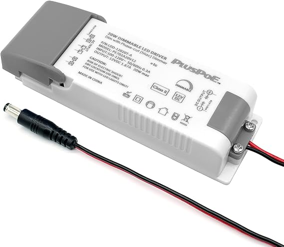 20W Dimmable Transformer, PLUSPOE 12V Magnetic LED Driver Power Supply for 12V Constant LED Lighting