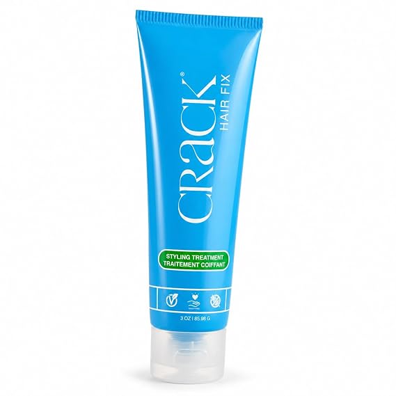 Crack Hair Fix Air Dry Cream for Frizzy, Wavy & Curly Hair - Multi-Tasking Anti-Frizz Leave-In Styling Cream with Protection from Heat, Humidity, Chlorine & Sun, Vegan & Cruelty-Free, 3 oz