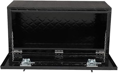 36 Inch Aluminum Truck Tool Box, Pick Up Toolboxes, Truck Underbody RV Trailer Tool Storage Organizer with Double Lock and Keys, Black