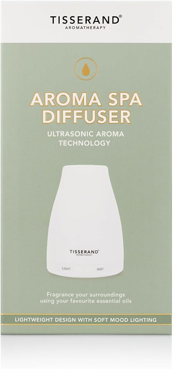 Tisserand Aromatherapy - Aroma Spa Diffuser - for Use with Essential Oils - Mood Lighting - 5 Hours Ultra-Quiet Continuous Mist - 100 ml Capacity