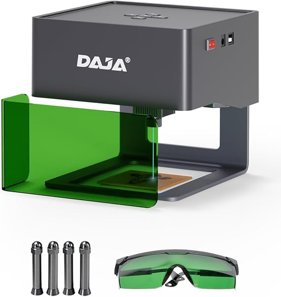 DAJA DJ6 Pro Laser Engraver with Higher Columns Portable Laser Engraving Machine Kits for DIY Supports Win/Mobile System/Offline Laser Cutter (Working area 3.15 * 3.15 inches)