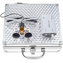 EustomA 5W LED Headlight HeadLamp Filter with 3.5X-420mm Portable Waist Hanging Style Binocular Loupes Aluminum Box (Silver)