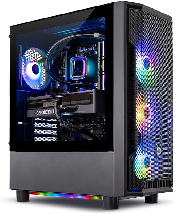Skytech Gaming Shadow Gaming PC Desktop AMD Ryzen 7 5700X 3.4 GHz, NVIDIA RTX 4060, 1TB NVME SSD, 16GB DDR4 RAM 3200, 600W Gold PSU, 11AC Wi-Fi, Windows 11 Home 64-bit,Black