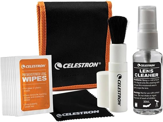 Celestron Lens Cleaning Kit for Telescopes, Binoculars & Cameras | Cleaning Solution, Cloth & Accessories Included, Complete Cleaning Kit, Safe for Optical Coatings, Removes Dust & Smudges