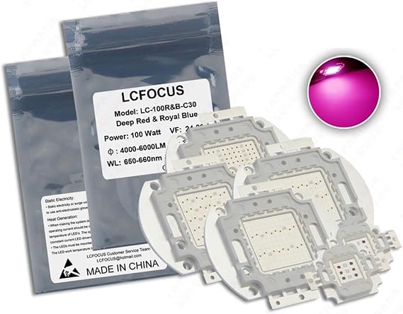Plant Grow Light 10 Watt 20 Watt 30 Watt 50 Watt 100 Watt Deep Red 660nm + Royal Blue 440nm Grow LED Light Chip COB Lamp Indoor Plant Fruit Flower Herb 30 Watt x 1 Piece