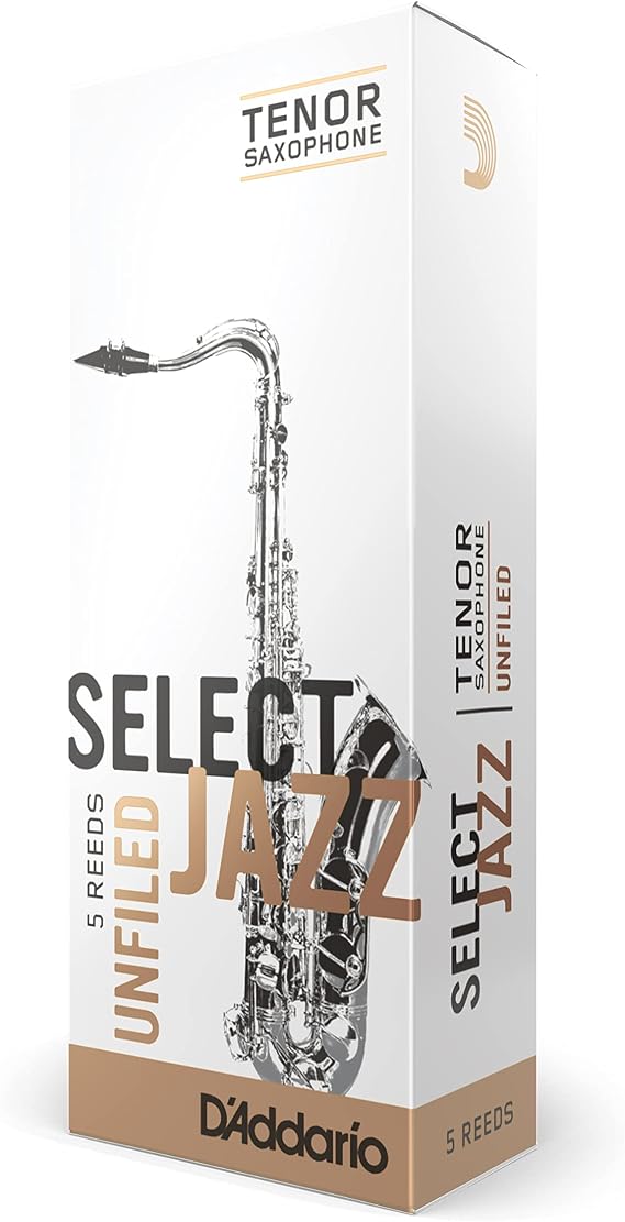 DAddario Woodwinds Select Jazz Tenor Sax Reeds, Unfiled, Strength 2 Hard, 5-pack