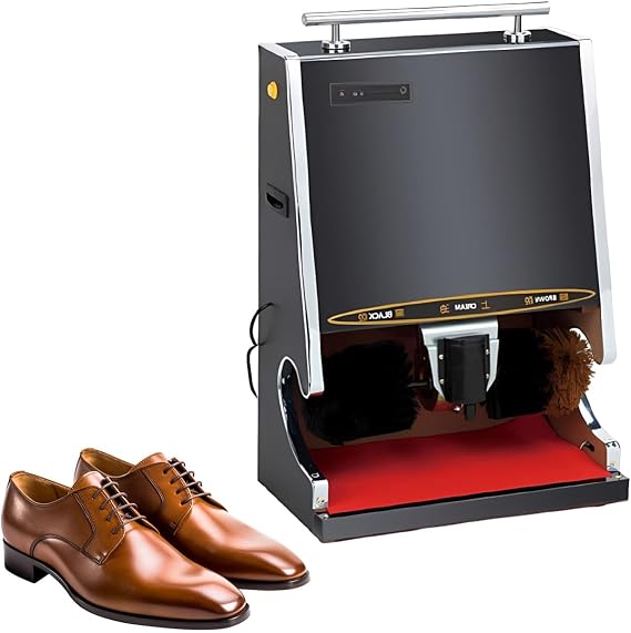 Fully Automatic Electric Shoe Polisher, Dual Brush Shoe Shine Machine, Shoe Polishing Device for Leather Shoes, Boots, Home, Office, Hotel Use,(Black,Large)