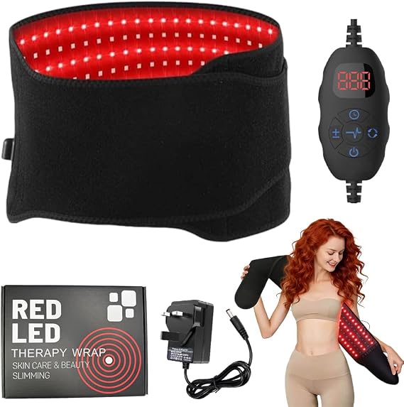 Red Light Belt, 140 LEDs 660nm Red Light & 850nm Near-Infrared Light Wrap Belt, Infrared Lamp Belt with 5 Temperatures & 6 Time Settings for Legs, Back, Waist, Shoulders, Neck Black