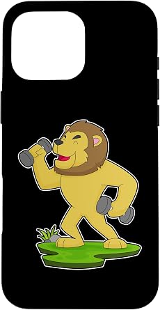 Lion Bodybuilder Dumbbells Bodybuilding Case for iPhone 16 Pro Max