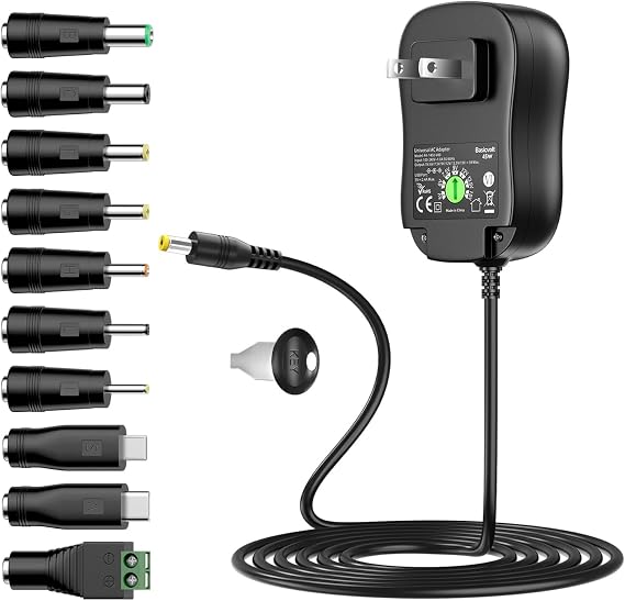 45W Universal Power Supply AC DC Adapter Charger Cord 5V-15V 3A | with 5V 2A USB Port, Multiple Voltages, 5V 6V 7.5V 9V 12V 13.5V 15V 3A 2.5A AC Adapter, for Routers Speakers LED Strip Lights