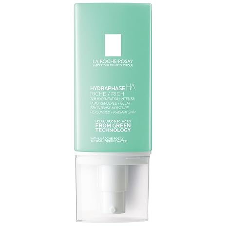 La Roche-Posay Hydraphase HA Rich Face Moisturizer for Dry Skin, 1.69oz | Hyaluronic acid face moisturizer with 72HR hydration. Oil free, non-comedogenic, and suitable for dry skin.